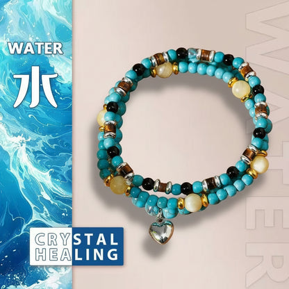 Turquoise  Double Wrap with Heart Charm Bracelet