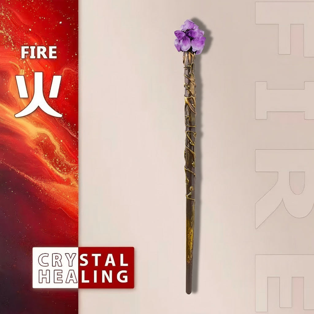 Handcrafted Crystal Accent Wand — Resin & Natural Stone Decorative Stick