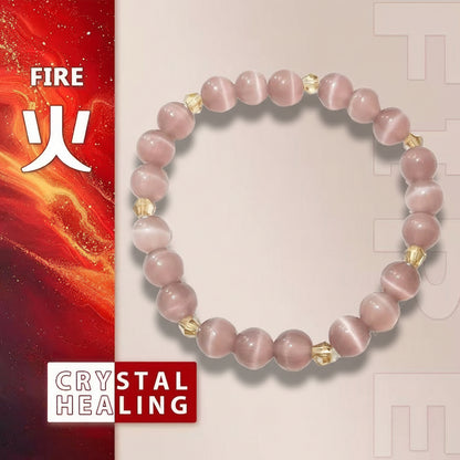 Rose Mauve Cat's Eye Crystal Bracelet