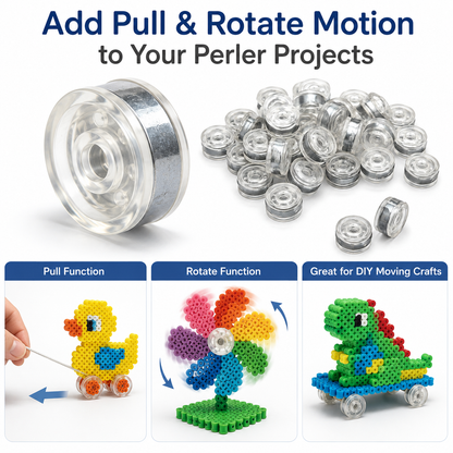 rotating fuse bead pegboard bearing adding movement to Perler bead crafts and pixel art projects