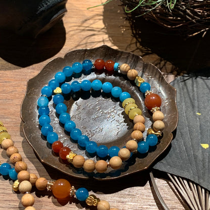 amber wood beads double layer bracelet 