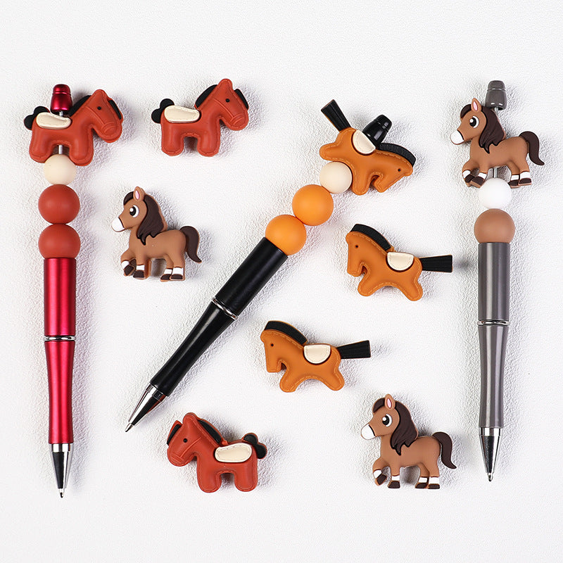 Cute Pony 3D Silicone Beads – Kawaii Horse Charms for DIY Jewelry, Beaded Pens & Accessories（20pcs)