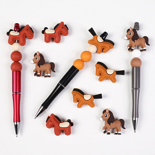 Cute Pony 3D Silicone Beads – Kawaii Horse Charms for DIY Jewelry, Beaded Pens & Accessories（20pcs)