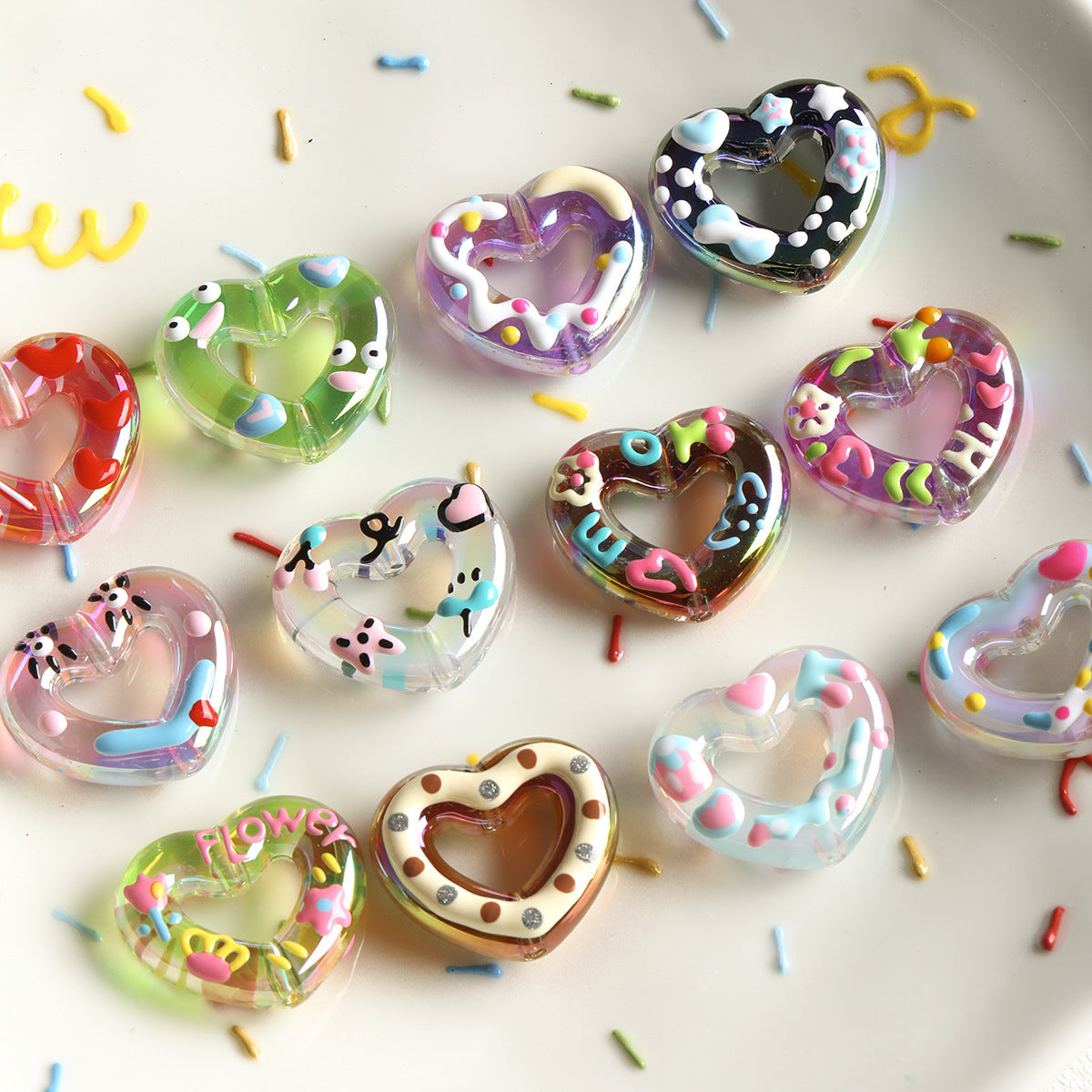 Acrylic plated hand-painted loose bead mobile phone chain car pendant bead DIY accessory kit