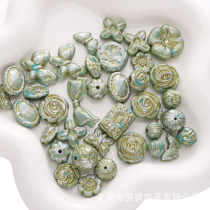 Gold-Edge Marble-Style Acrylic Beads— DIY Jewelry & Phone Charm Beads