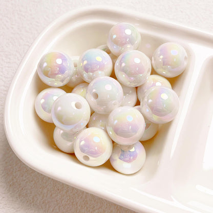16Mm high-quality UV color-plated straight-hole round beads, beaded DIY mobile phone chain car hanging ring loose bead material jewelry accessories