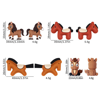 Cute Pony 3D Silicone Beads – Kawaii Horse Charms for DIY Jewelry, Beaded Pens & Accessories（20pcs)