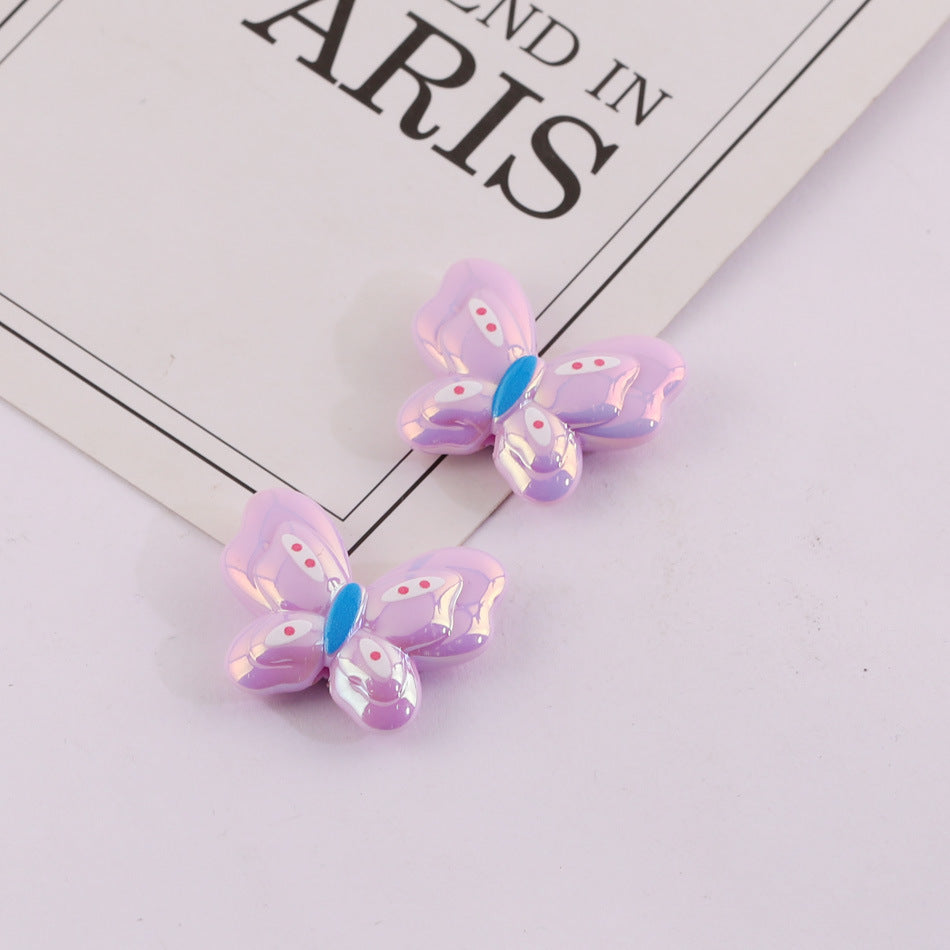 Cute Butterfly Acrylic Beads, UV Coated,  for DIY Phone Straps, Keychains & Beading Projects