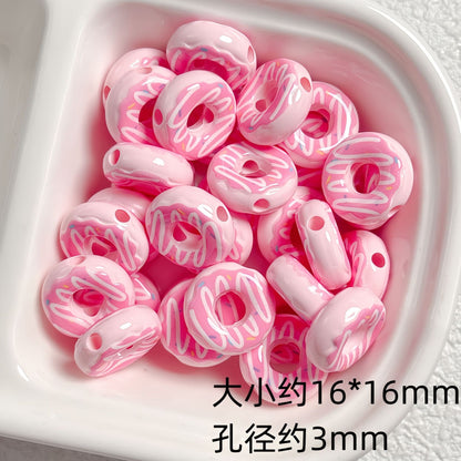 Cute colored lacquered donut DIY handmade beaded material bracelet necklace jewelry loose bead accessories acrylic