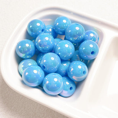 16Mm high-quality UV color-plated straight-hole round beads, beaded DIY mobile phone chain car hanging ring loose bead material jewelry accessories
