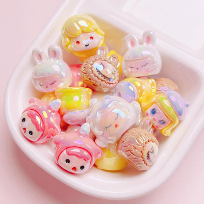 Viral Cartoon Resin Cute Mini Figure Beads | Straight Hole Loose Beads for DIY Phone Charms Keychain Jewelry Making Supplies