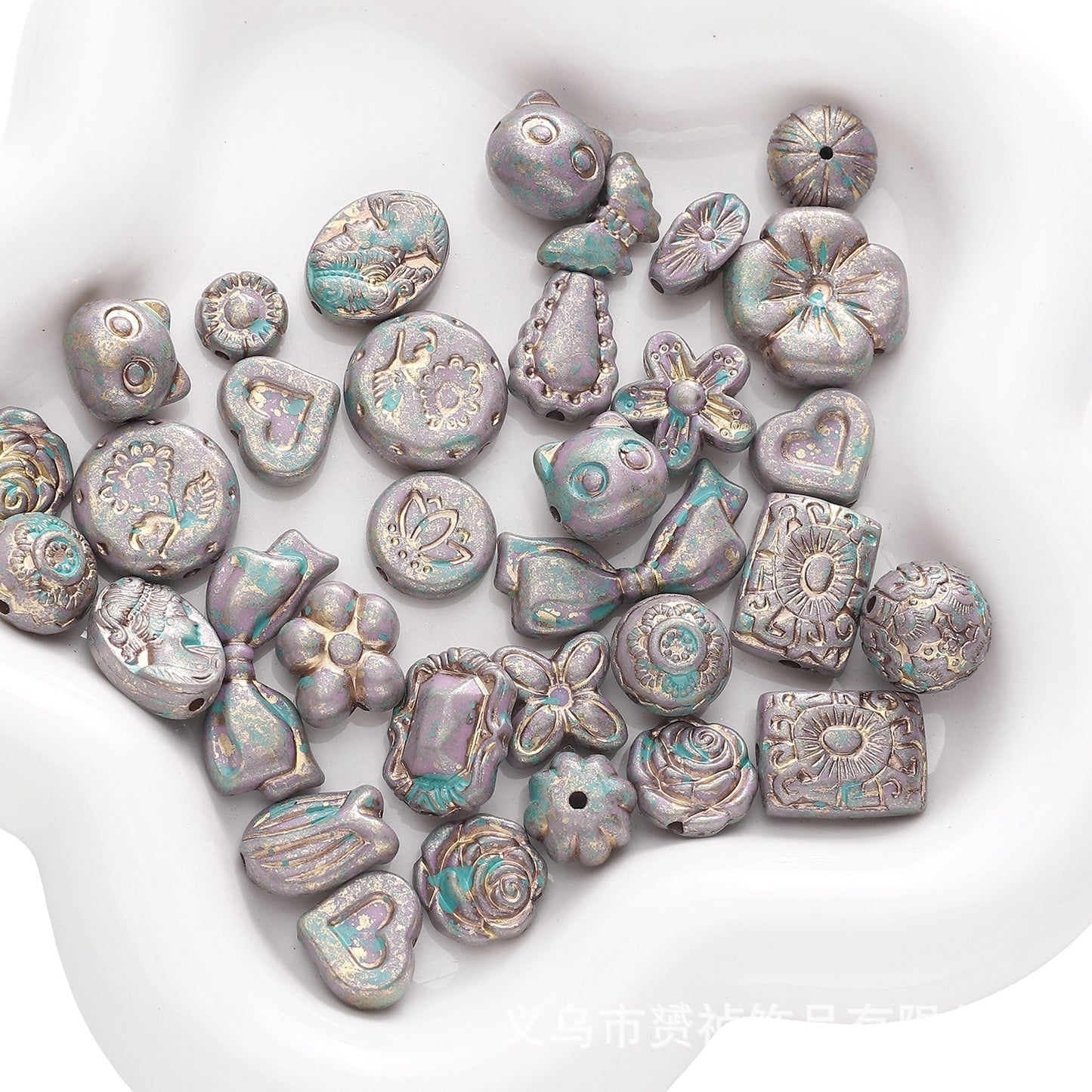 Gold-Edge Marble-Style Acrylic Beads— DIY Jewelry & Phone Charm Beads