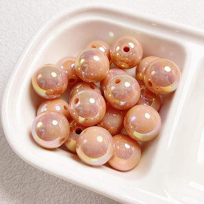 16Mm high-quality UV color-plated straight-hole round beads, beaded DIY mobile phone chain car hanging ring loose bead material jewelry accessories