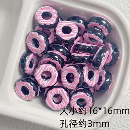 Cute colored lacquered donut DIY handmade beaded material bracelet necklace jewelry loose bead accessories acrylic