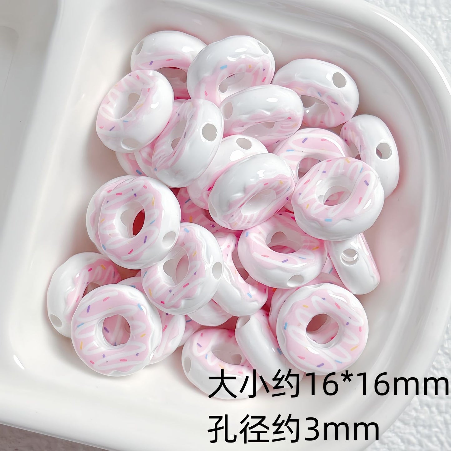 Cute colored lacquered donut DIY handmade beaded material bracelet necklace jewelry loose bead accessories acrylic
