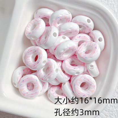 Cute colored lacquered donut DIY handmade beaded material bracelet necklace jewelry loose bead accessories acrylic