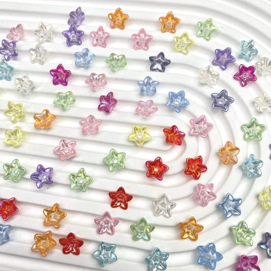 11mm Iridescent AB Acrylic Flower Bead Caps  5-Petal Flat Back | DIY Hair Pins, Accessories & Jewelry Making Supplies