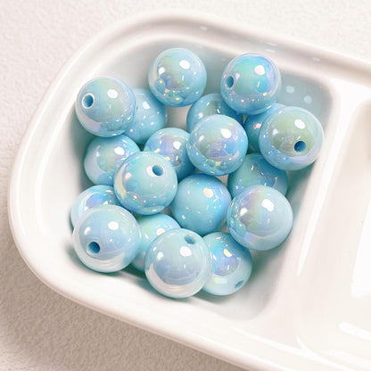 16Mm high-quality UV color-plated straight-hole round beads, beaded DIY mobile phone chain car hanging ring loose bead material jewelry accessories
