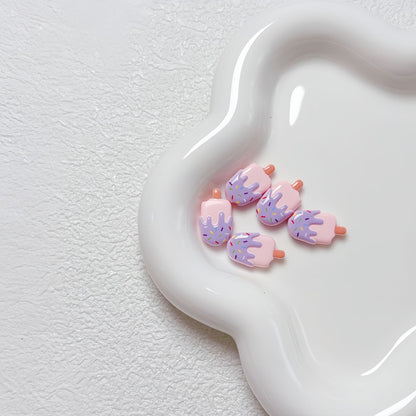 New Cartoon Painted Ice Cream & Popsicle Acrylic Beads | Straight & Diagonal Holes for DIY Phone Charms, Jewelry Making Supplies