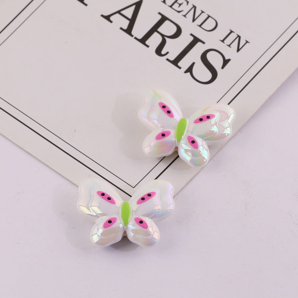 Cute Butterfly Acrylic Beads, UV Coated,  for DIY Phone Straps, Keychains & Beading Projects