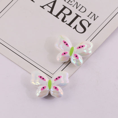 Cute Butterfly Acrylic Beads, UV Coated,  for DIY Phone Straps, Keychains & Beading Projects