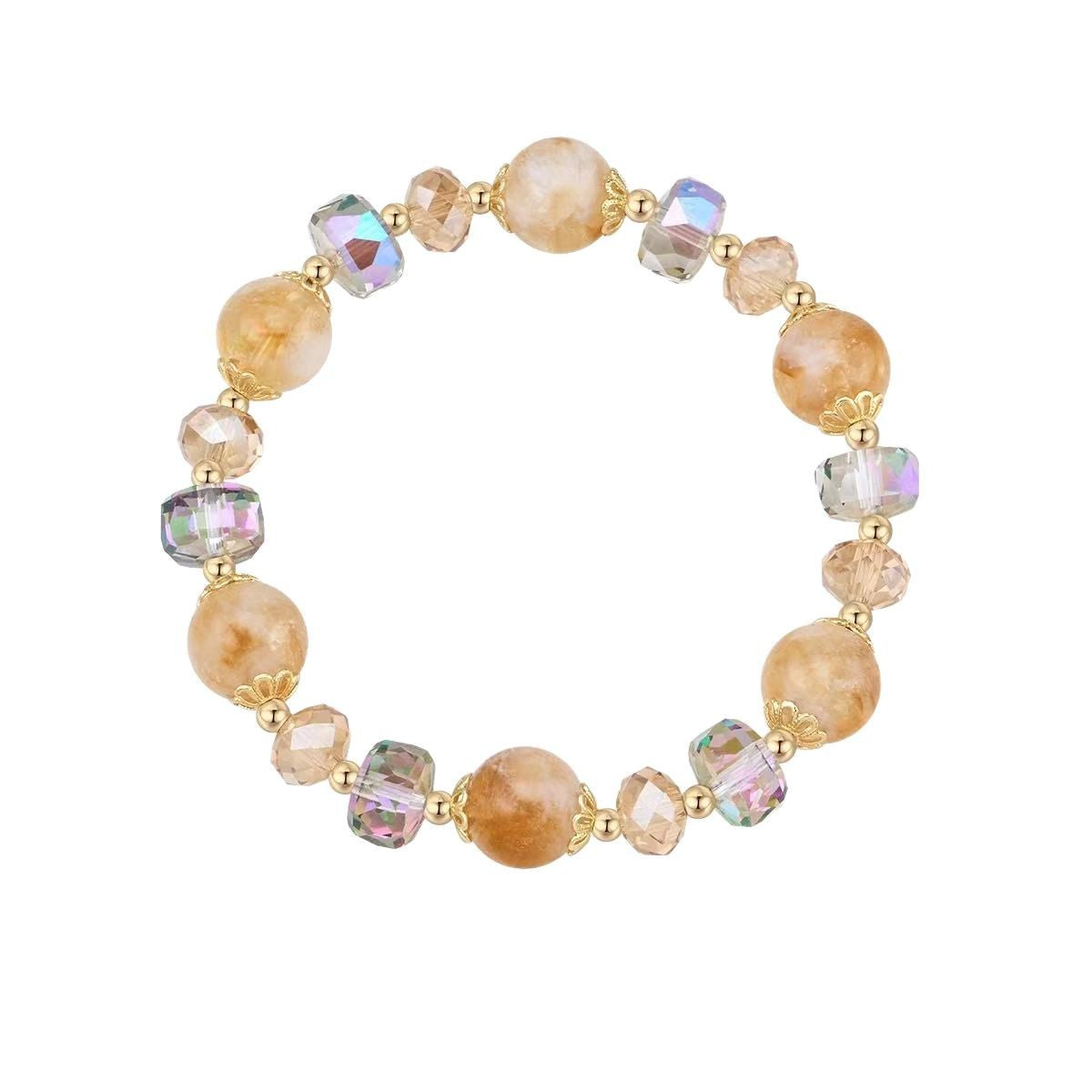 Natural Yellow Phantom Quartz Crystal Bracelet - Golden Wealth & Abundance Beads - Chic Oriental Style Jewelry for Women