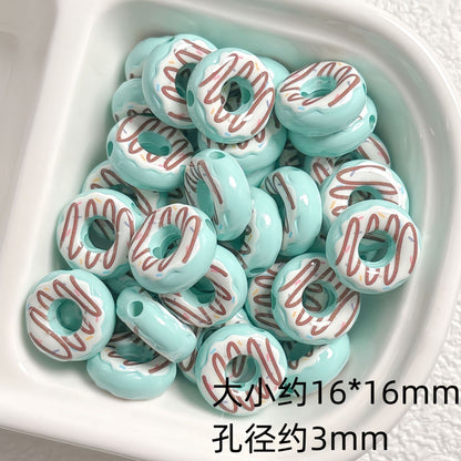 Cute colored lacquered donut DIY handmade beaded material bracelet necklace jewelry loose bead accessories acrylic