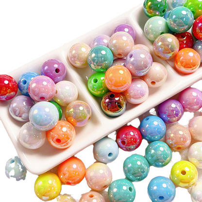 16Mm high-quality UV color-plated straight-hole round beads, beaded DIY mobile phone chain car hanging ring loose bead material jewelry accessories