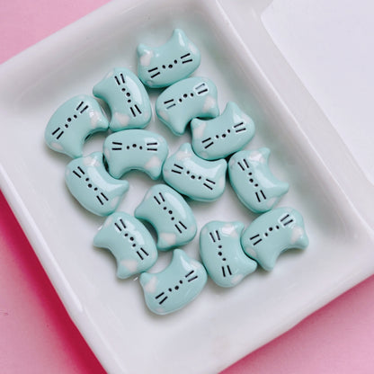 Cream Alloy Cat Head Beads, Vertical Hole Loose Beads for DIY Phone Charms, Necklaces, Pendants & Jewelry Making Supplies