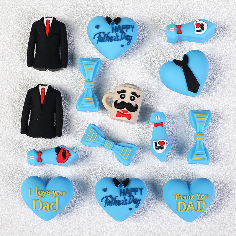 Father’s Day 3D Silicone Beads – Heart Dad Charms for DIY Bracelets & Gifts （20pcs)