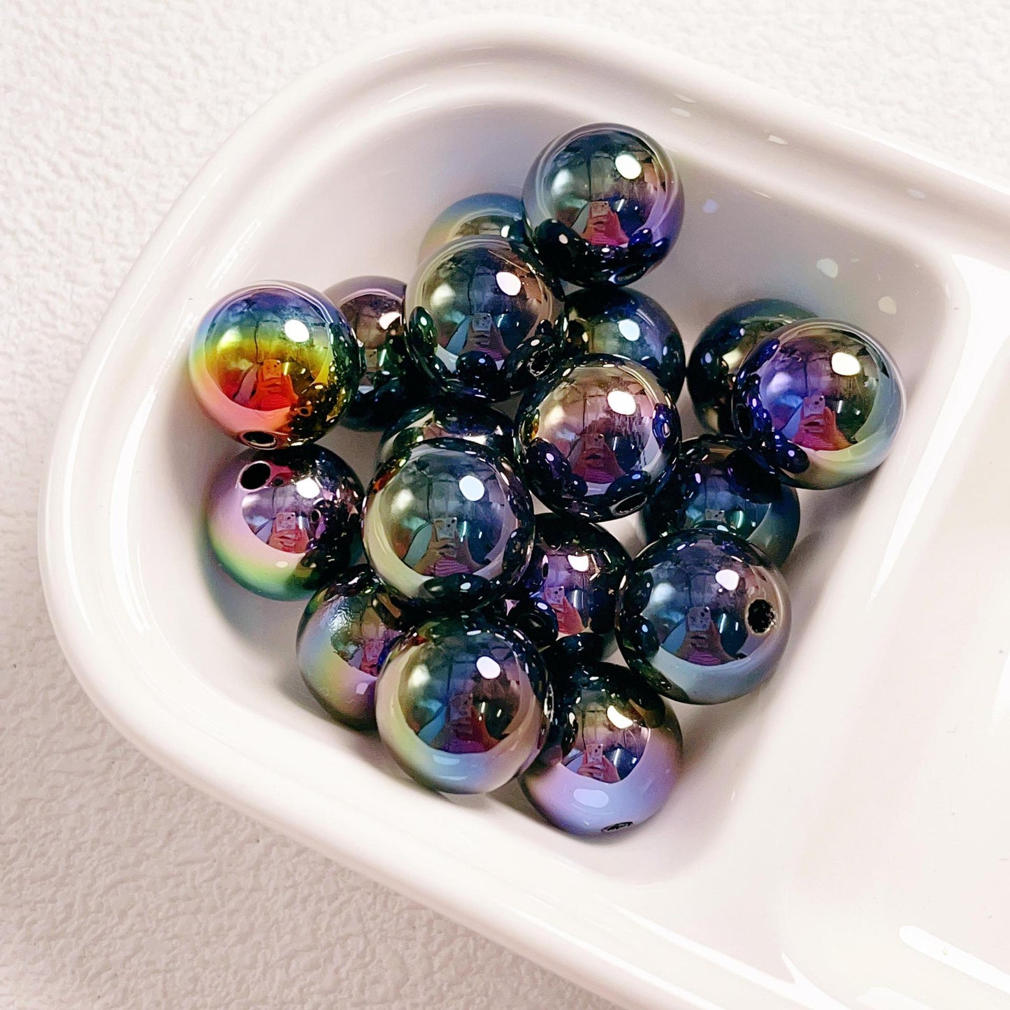 16Mm high-quality UV color-plated straight-hole round beads, beaded DIY mobile phone chain car hanging ring loose bead material jewelry accessories