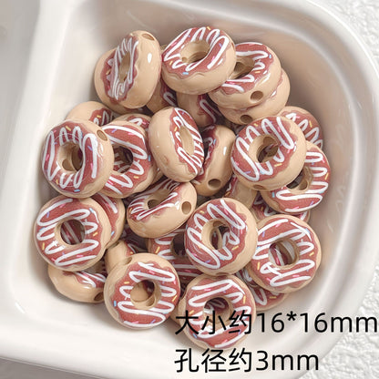 Cute colored lacquered donut DIY handmade beaded material bracelet necklace jewelry loose bead accessories acrylic