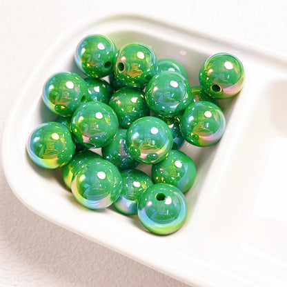 16Mm high-quality UV color-plated straight-hole round beads, beaded DIY mobile phone chain car hanging ring loose bead material jewelry accessories