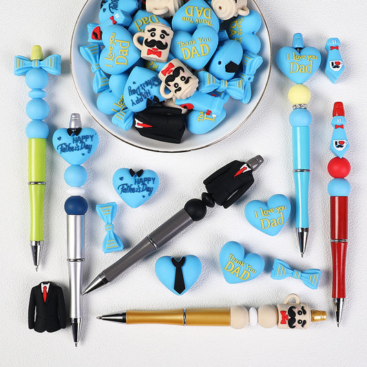 Father’s Day 3D Silicone Beads – Heart Dad Charms for DIY Bracelets & Gifts （20pcs)
