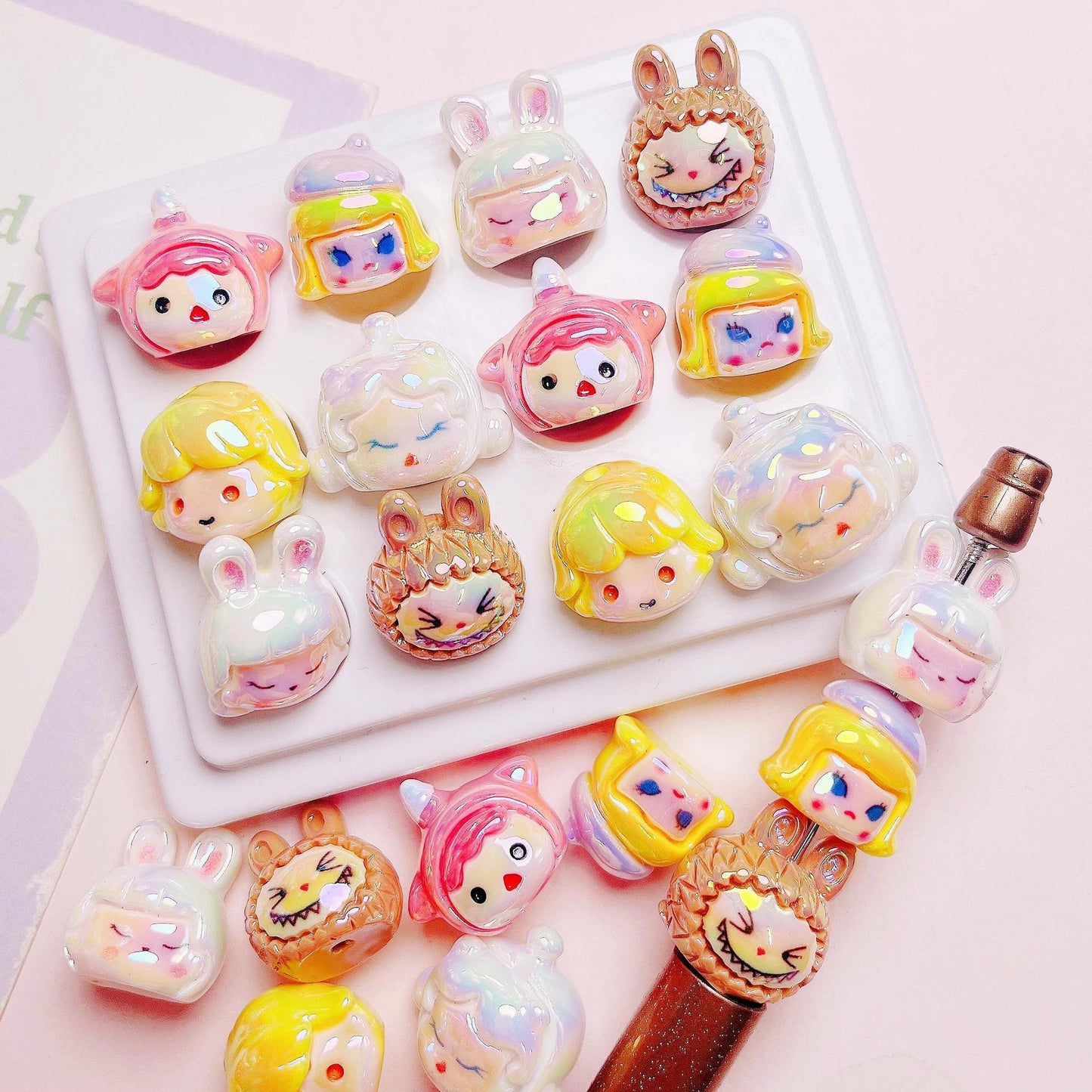 Viral Cartoon Resin Cute Mini Figure Beads | Straight Hole Loose Beads for DIY Phone Charms Keychain Jewelry Making Supplies