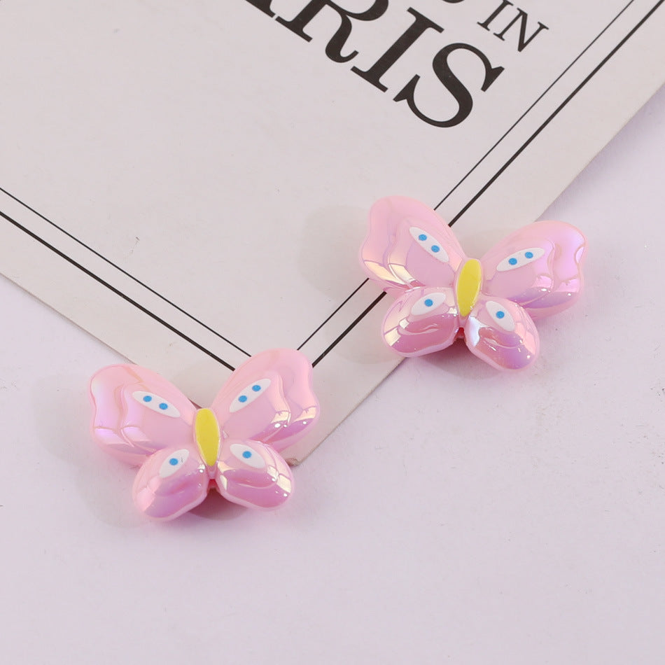 Cute Butterfly Acrylic Beads, UV Coated,  for DIY Phone Straps, Keychains & Beading Projects