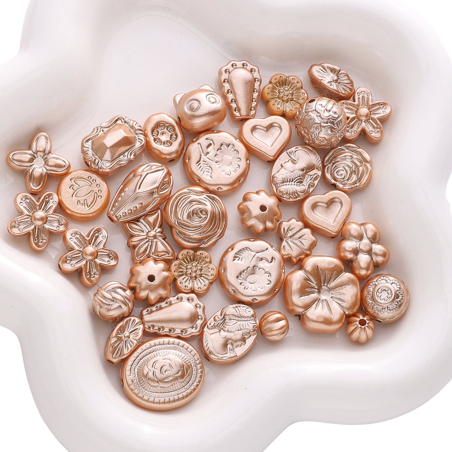 Gold-Edge Marble-Style Acrylic Beads— DIY Jewelry & Phone Charm Beads