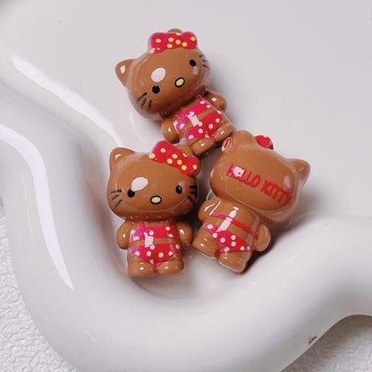 Cute Standing Cartoon Cat Acrylic Beads, Straight Hole Charms for DIY Phone Charm, Keychain, Pen & Bag Accessories, Kawaii Style, Sold by Pack