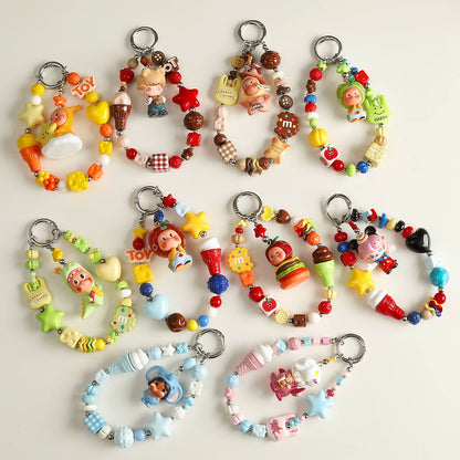 Aesthetic Coquette DIY Phone Strap Kit | Pastel Candy Enamel Bead Mix | Custom Pop Mart Mini Figure Bag Charm | Y2K Beaded Keychain Supplies | Personalized Gift for Blind Box Collectors