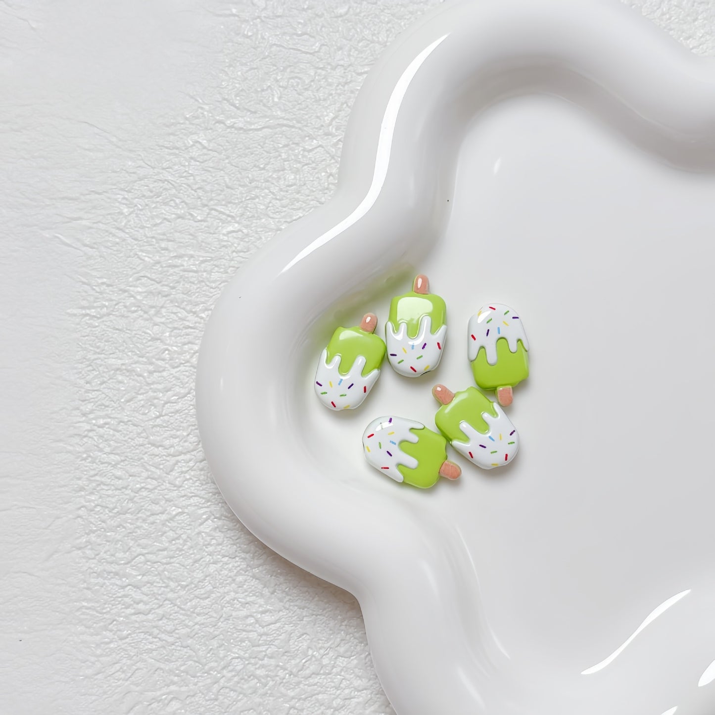 New Cartoon Painted Ice Cream & Popsicle Acrylic Beads | Straight & Diagonal Holes for DIY Phone Charms, Jewelry Making Supplies