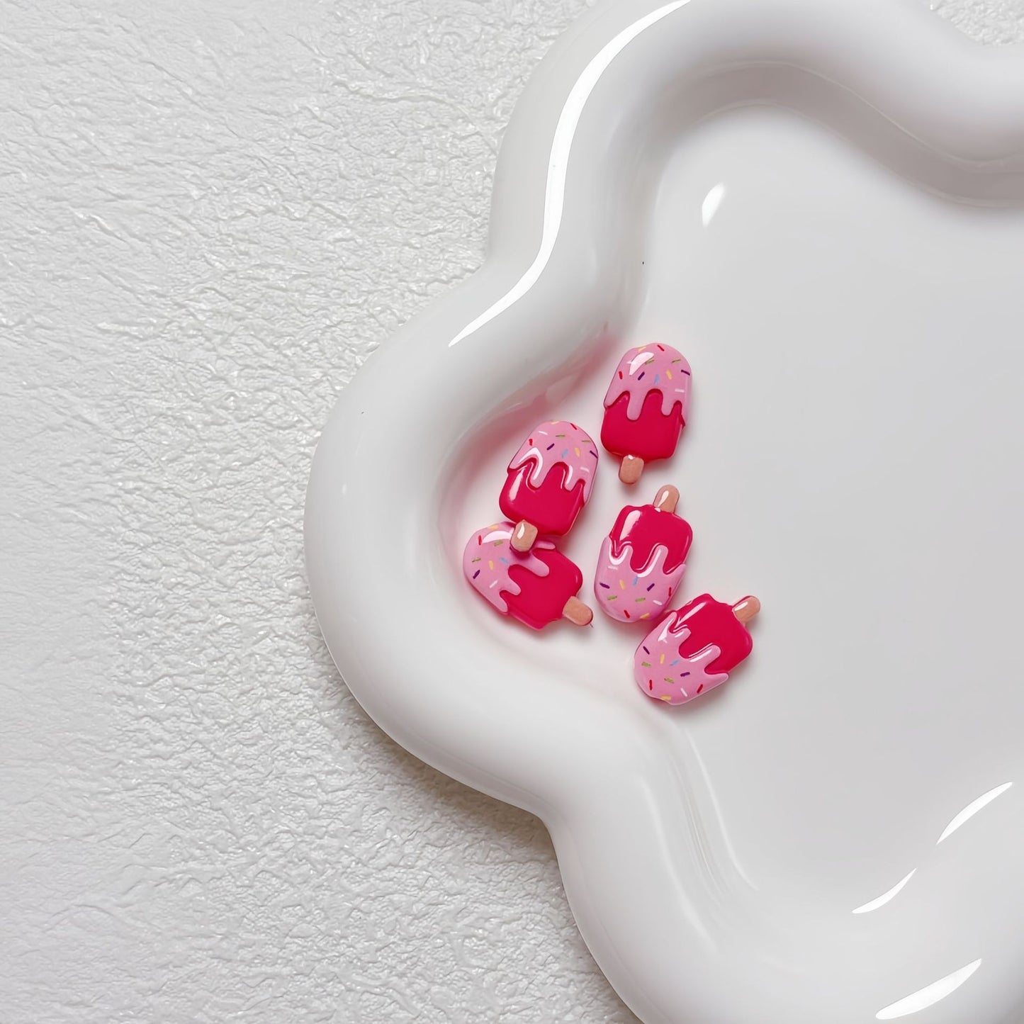 New Cartoon Painted Ice Cream & Popsicle Acrylic Beads | Straight & Diagonal Holes for DIY Phone Charms, Jewelry Making Supplies