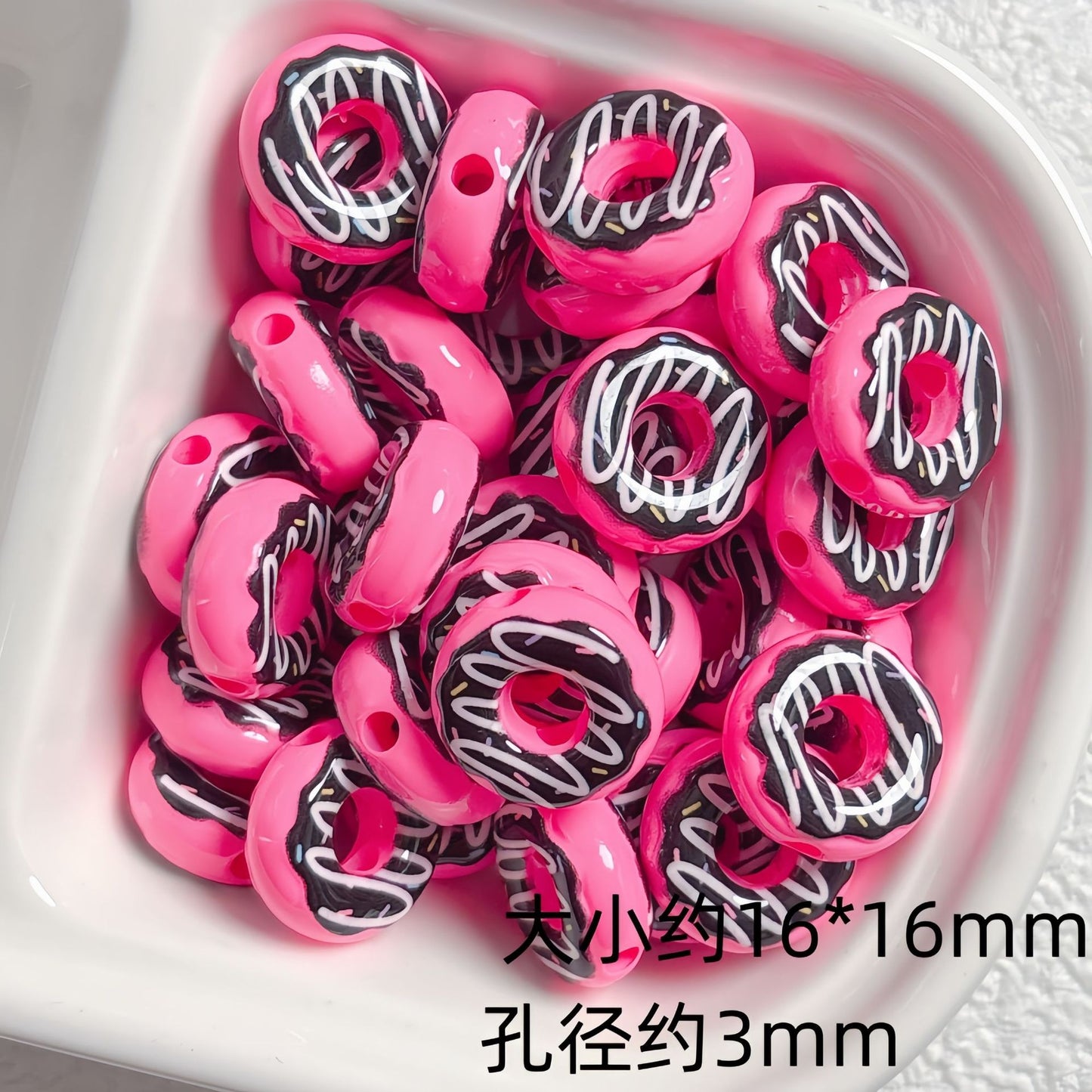 Cute colored lacquered donut DIY handmade beaded material bracelet necklace jewelry loose bead accessories acrylic