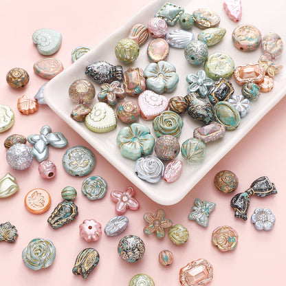 Gold-Edge Marble-Style Acrylic Beads— DIY Jewelry & Phone Charm Beads