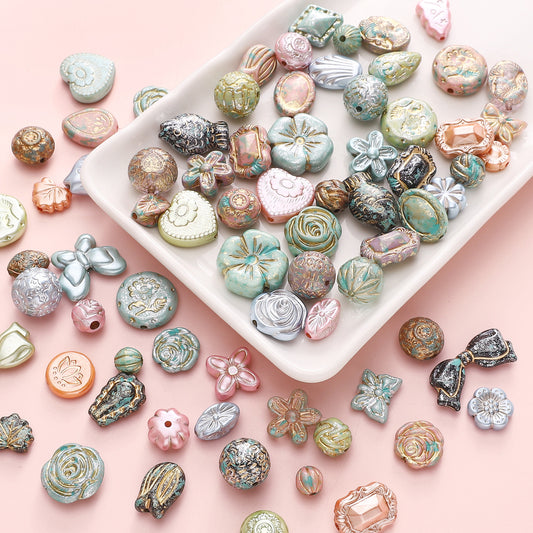 Gold-Edge Marble-Style Acrylic Beads— DIY Jewelry & Phone Charm Beads