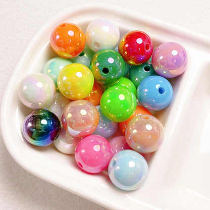 16Mm high-quality UV color-plated straight-hole round beads, beaded DIY mobile phone chain car hanging ring loose bead material jewelry accessories