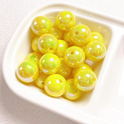 16Mm high-quality UV color-plated straight-hole round beads, beaded DIY mobile phone chain car hanging ring loose bead material jewelry accessories