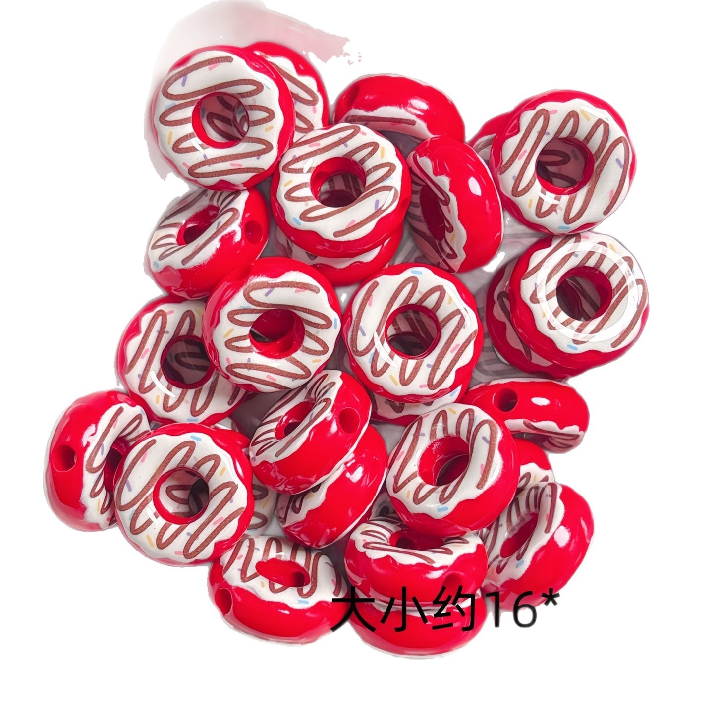 Cute colored lacquered donut DIY handmade beaded material bracelet necklace jewelry loose bead accessories acrylic