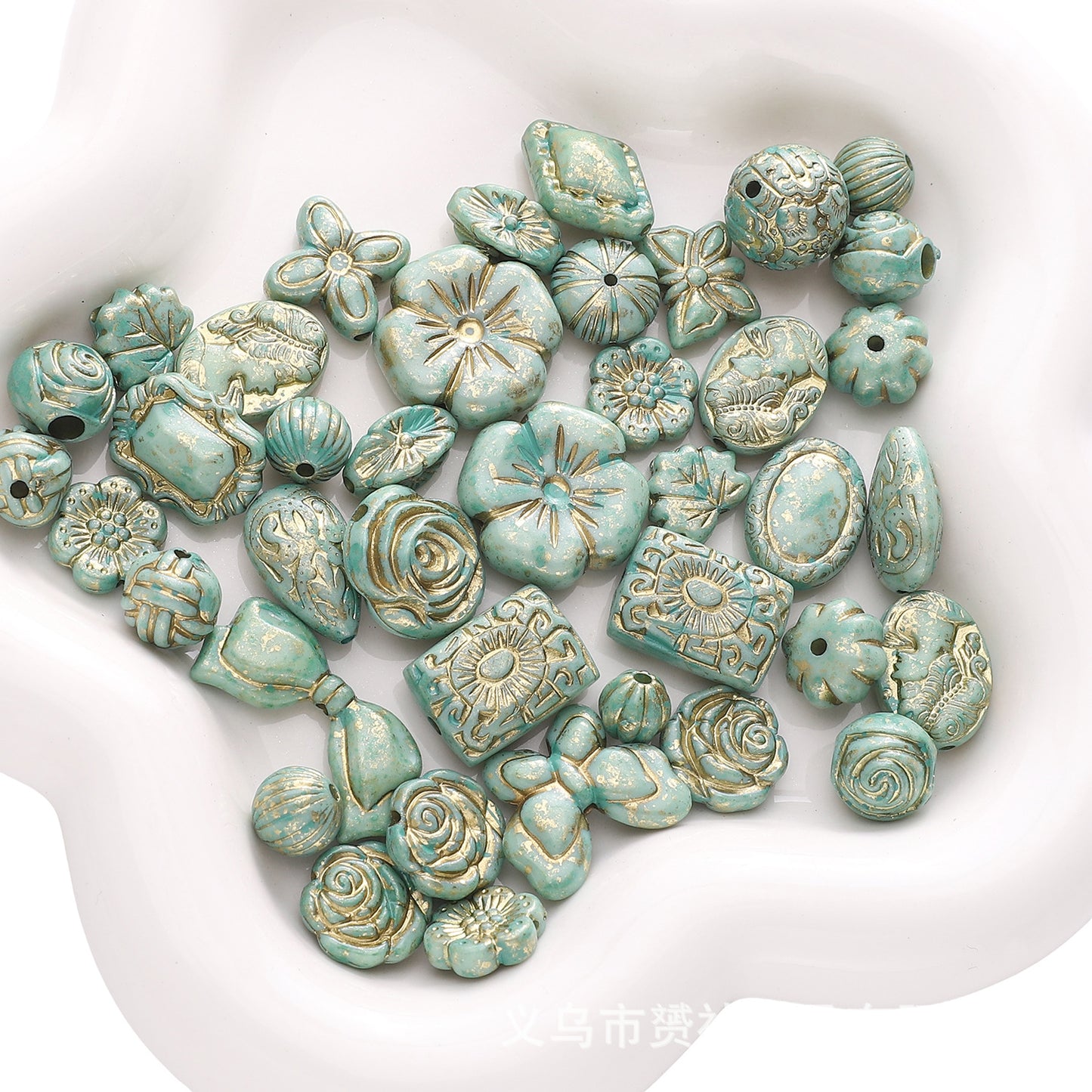 Gold-Edge Marble-Style Acrylic Beads— DIY Jewelry & Phone Charm Beads