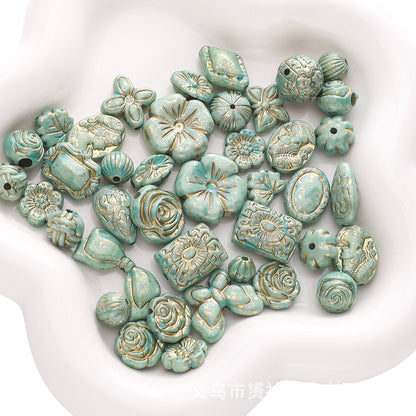 Gold-Edge Marble-Style Acrylic Beads— DIY Jewelry & Phone Charm Beads