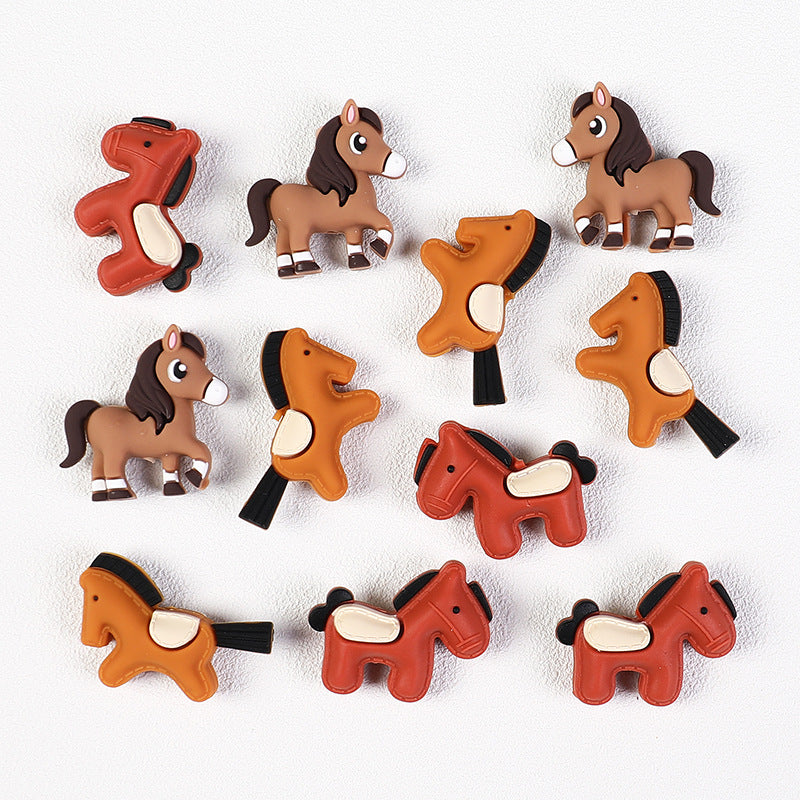Cute Pony 3D Silicone Beads – Kawaii Horse Charms for DIY Jewelry, Beaded Pens & Accessories（20pcs)